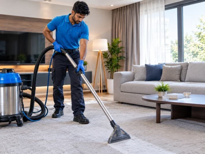 Carpet steam cleaning in a Lamington residential property